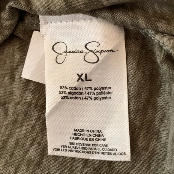 NWT Jessica Simpson Womens Short Sleeve V-Neck Shirt Kalamata Green Size XL - Picture 4 of 7